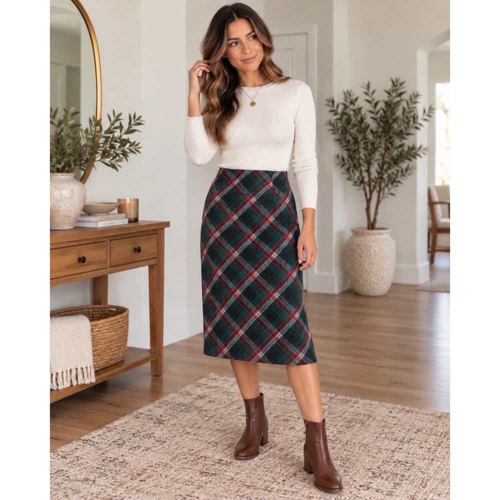 Vintage Kit Capelli Wool Blend Tartan Plaid Midi Skirt – Dark Academia
